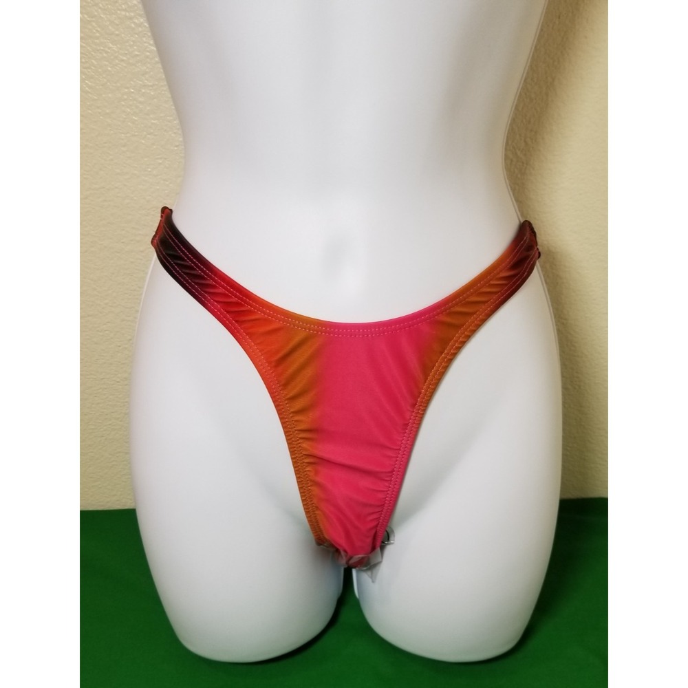 Motel Orange Pink Bikini Bottom Swimwear Size XXS Cheeky Beach Sexy High Leg NWT
